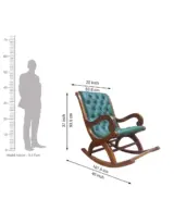 Mealmine Sheesham Wood with Green Cushion Rocking Chair (Melamine Finish) - Image 2