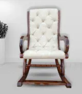 Mealmine Sheesham Wood White Cushion Rocking Chair (Melamine Finish) - Image 2