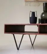 Setric Solid Sheesham Wood Coffee Table with Metal Legs (Walnut Finish) - Image 2
