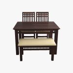 Cohnoon Sheesham Wood 4 Seater Dining Set (Walnut Finish) - Image 2
