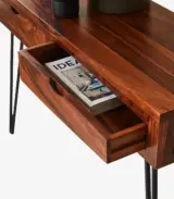 Bannie Solid Sheesham Wood Console Table with Drawer Storage (Mahogany Finish) - Image 2