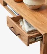 Ozlo Solid Acacia Wood Console Table with Drawer Storage (Natural Finish) - Image 2