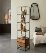Ark Acacia Wood and Iron Wall Standing Rack (Natural Finish) - Image 2