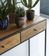 Ark Acacia Wood Console Table with Drawer Storage (Natural Finish) - Image 2