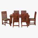 Arolph Sheesham Wood 6 Seater Dining Table Set (Honey Finish) - Image 3