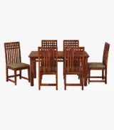 Arolph Sheesham Wood 6 Seater Dining Table Set (Honey Finish) - Image 3
