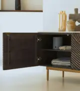Bilosh Solid Mango Wood and Terrazzo Sideboard and Cabinet (Natural Finish) - Image 3