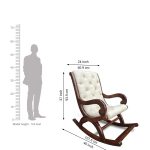 Melamine Finish Sheesham Wooden Cushion Rocking Chair (White) - Image 3