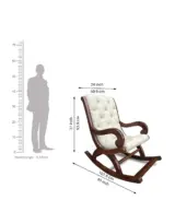 Mealmine Sheesham Wood White Cushion Rocking Chair (Melamine Finish) - Image 3