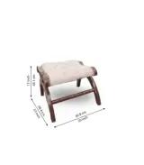 Natural Sheesham Wood Cream Cushion Rocking Chair with Stool (Melamine Finish) - Image 3