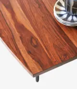 Bannie Solid Sheesham Wood Coffee Table with Metal Legs (Natural Finish) - Image 3