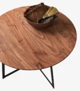 Demis Solid Acacia Wood Coffee Table with Metal Legs (Natural Finish) - Image 3