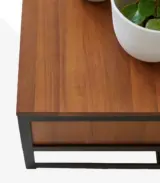 Urboun Solid Acacia Wood Coffee Table with Drawer Storage (Natural Finish) - Image 3
