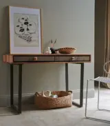 Demis Solid Acacia Wood Console Table with Drawer Storage (Natural Finish) - Image 3