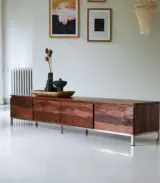 Enova Solid Sheesham Wood Floor Standing TV Unit (Honey Oak Finish) - Image 4