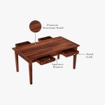 Mcboth Sheesham Wood Compact 6 Seater Dining Table Set with Storage (Honey Finish) - Image 4