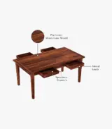 Mcboth Sheesham Wood Compact 6 Seater Dining Table Set with Storage (Honey Finish) - Image 4
