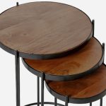 Cassel Contemporary Nesting Side Tables Walnut Acacia Mat Finish - Image 4