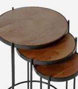 Cassel Acacia Wood Nesting Side Tables (Walnut Finish) - Image 4