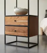 Ark Acacia Wood and Iron Wall Standing Rack (Natural Finish) - Image 3