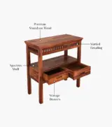 Rolph Sheesham Wood Console Table with Drawer Storage (Honey Finish) - Image 4