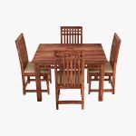 Arolph Sheesham Wood 4 Seater Dining Table Set (Honey Finish) - Image 2
