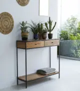 Ark Acacia Wood Console Table with Drawer Storage (Natural Finish)