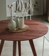 Oliana Solid Sheesham Wood Round Dining Table (Natural Finish) - Image 5