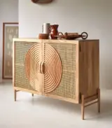 Syno Solid Mango Wood and Rattan Sideboard (Honey Finish) - Image 4