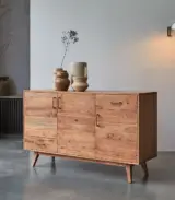 Ozlo Solid Acacia Wood Sideboard with Drawer Storage (Honey Finish) - Image 4