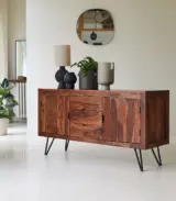 Bannie Solid Sheesham Wood Sideboard with Drawer Storage (Honey Finish) - Image 4
