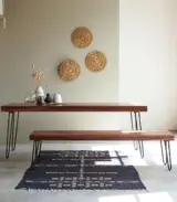 Pelga Solid Sheesham Wood with Metal Legs Bench (Natural Finish) - Image 5