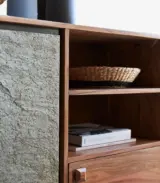 Demis Acacia Wood with Metal Stand Sideboard (Acacia Varnished) - Image 4