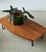 Bannie Solid Acacia Wood Coffee Table with Metal Legs (Acacia Varnished) - Image 3