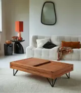 Bannie Solid Acacia Wood Coffee Table with Storage (Acacia Varnished) - Image 4