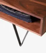 Setric Solid Sheesham Wood Coffee Table with Metal Legs (Walnut Finish) - Image 4