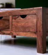 Oliver Solid Sheesham Wood Coffee Table with Drawers Storage (Natural Finish) - Image 4