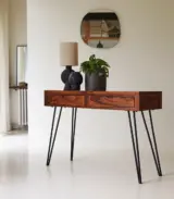 Bannie Solid Sheesham Wood Console Table with Drawer Storage (Mahogany Finish) - Image 4