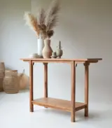 Elite Solid Acacia Wood Console Table (Natural Finish) - Image 4