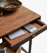 Demis Solid Acacia Wood Console Table with Drawer Storage (Natural Finish) - Image 5