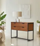 Arboun Solid Acacia Wood Console Table with Drawer Storage (Natural Finish) - Image 4