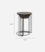 Cassel Acacia Wood Nesting Side Tables (Walnut Finish) - Image 5