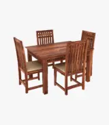 Arolph Sheesham Wood 4 Seater Dining Table Set (Honey Finish) - Image 5
