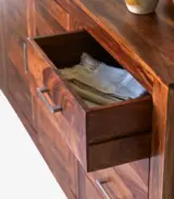 Maizzo Solid Sheesham Wood Sideboard with Drawer Storage (Honey Finish) - Image 5