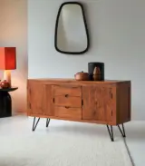 Bannie Solid Acacia Wood Sideboard with Drawer Storage (Honey Finish) - Image 5