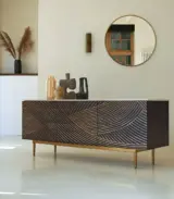 Bilosh Solid Mango Wood and Terrazzo Sideboard and Cabinet (Natural Finish) - Image 5