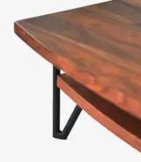 Bannie Solid Sheesham Wood Coffee Table with Metal Legs (Natural Finish) - Image 5