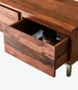 Enova Solid Sheesham Wood Floor Standing TV Unit (Honey Oak Finish) - Image 5