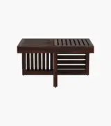 Spyrrow Sheesham Wood Center Table with Two Stools (Walnut Finish) - Image 4