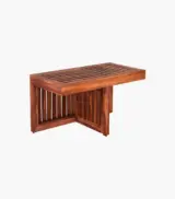 Spyrrow Sheesham Wood Center Table with Two Stools (Honey Finish) - Image 4